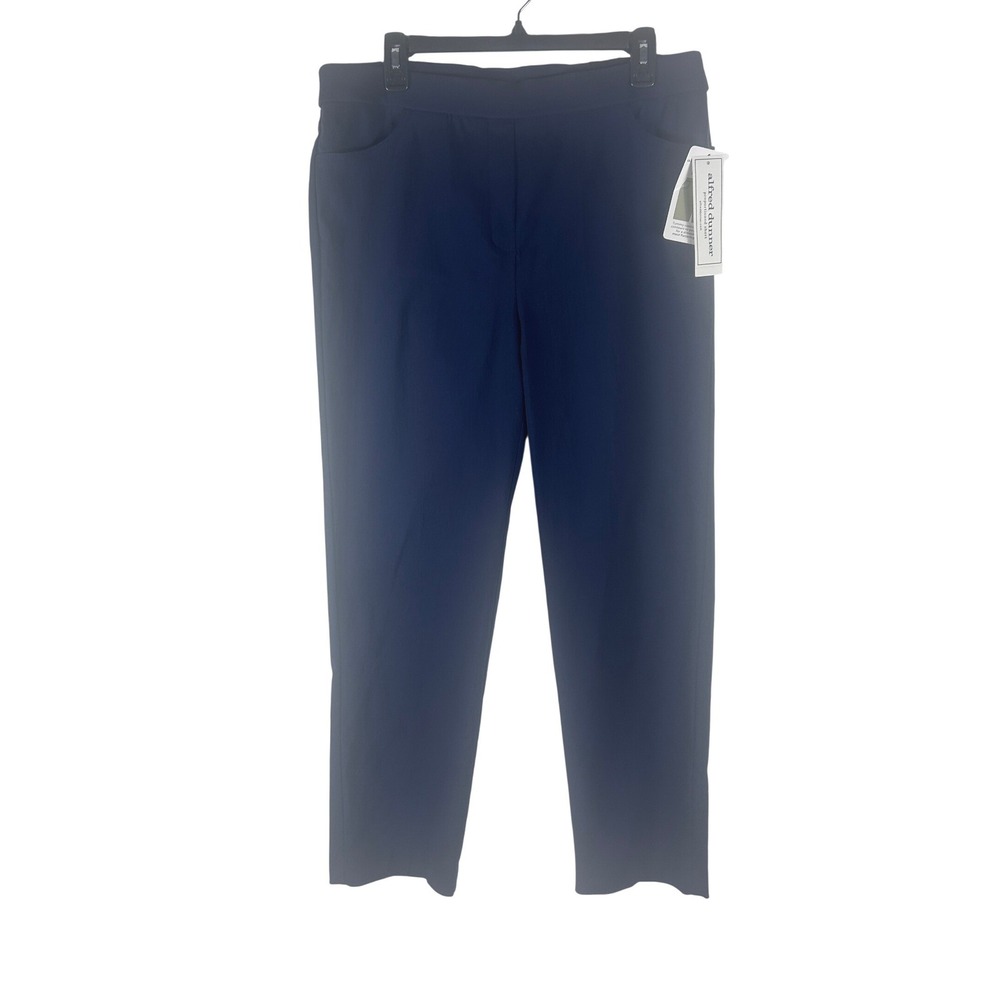 Alfred Dunner Allure Navy Blue Pull On Pants Womens 10 Short Tummy Control NEW